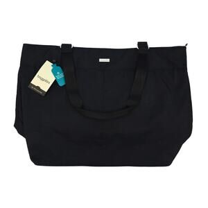 Baggalini Carry-All Travel Tote Multi Compartment Zip Black Tan Interior 21 Inch